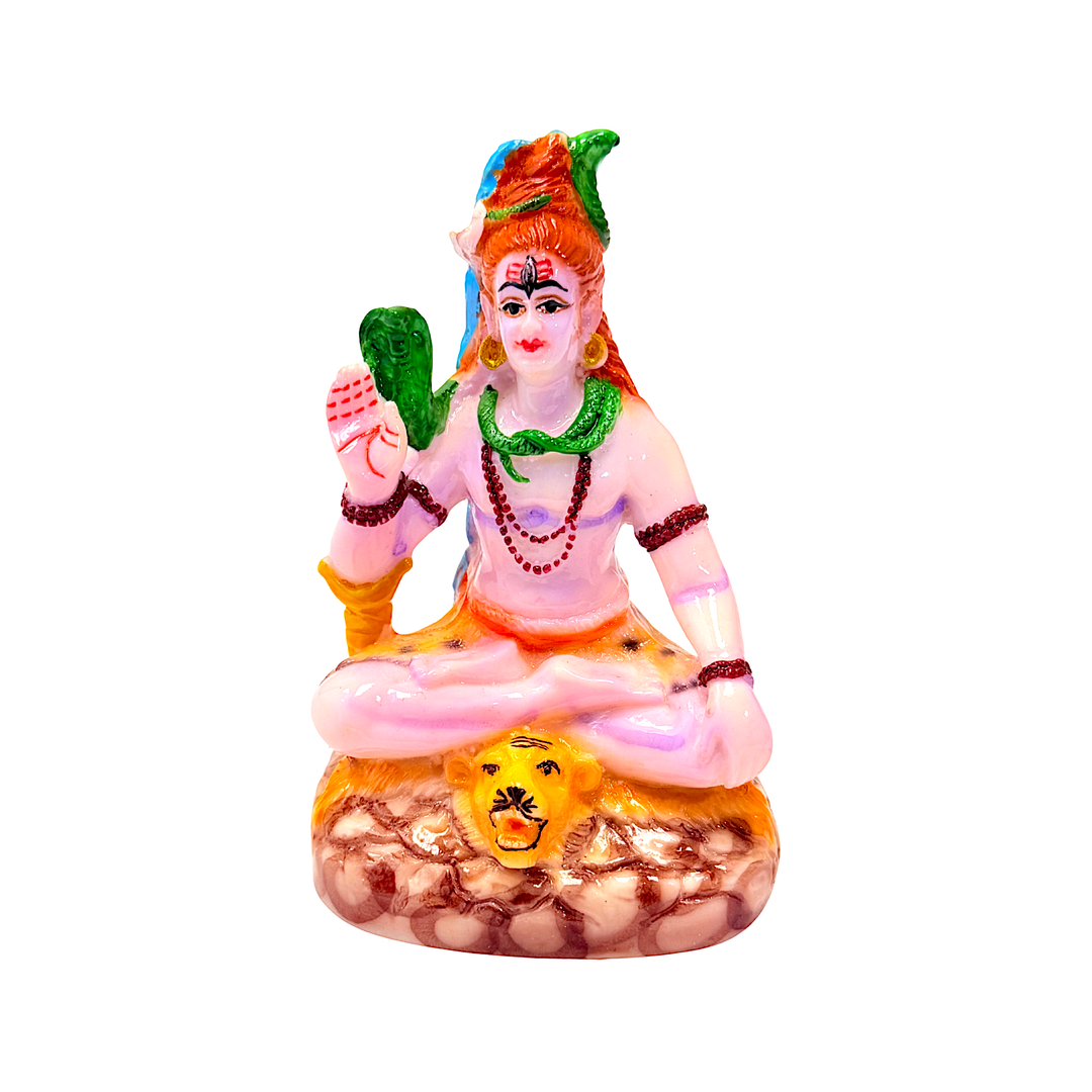 Lord Shiva Blue, Colorful Marble Dust, 4 Inch Idol
