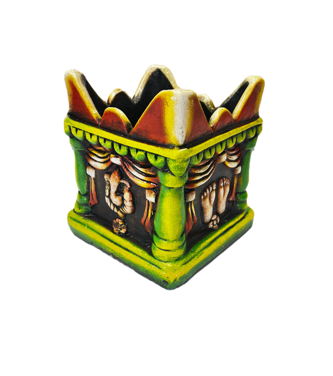 Clay Tulsi Pot 10 Inch, 4 Different Religious Pics