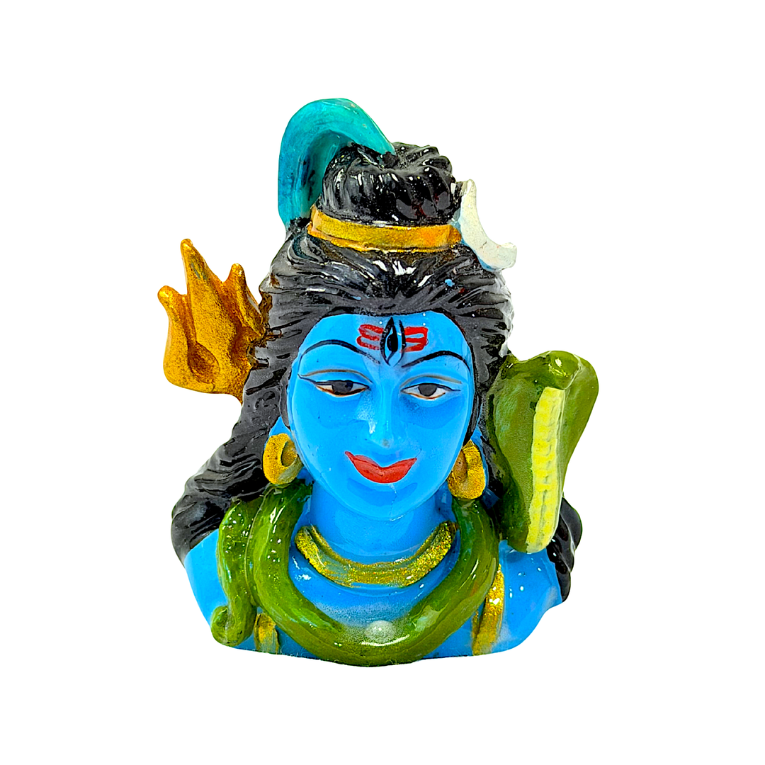 Lord Shiva Blue, Bust, Colorful Marble Dust, 2.5 Inch Idol