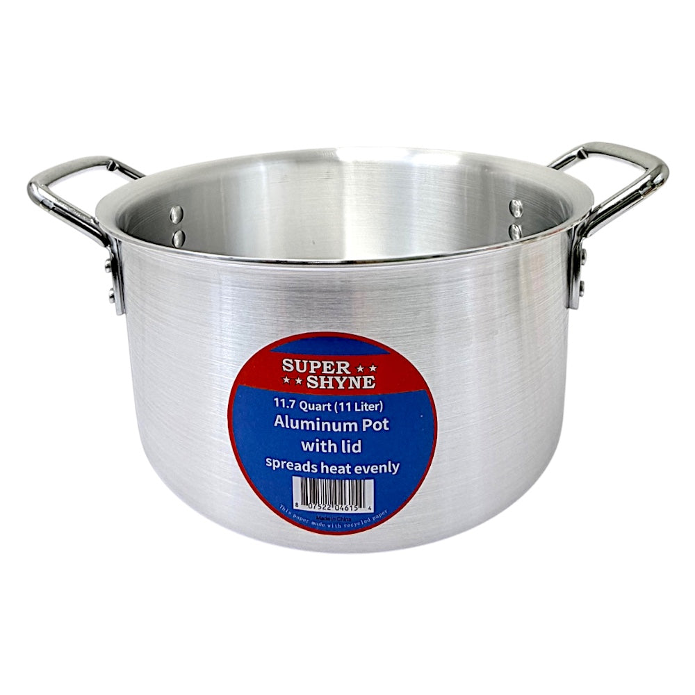 Aluminum Pot with Lid - 11.7Qt, 11L 3mm Thick W: 12 Inch H6 Inch - view 2