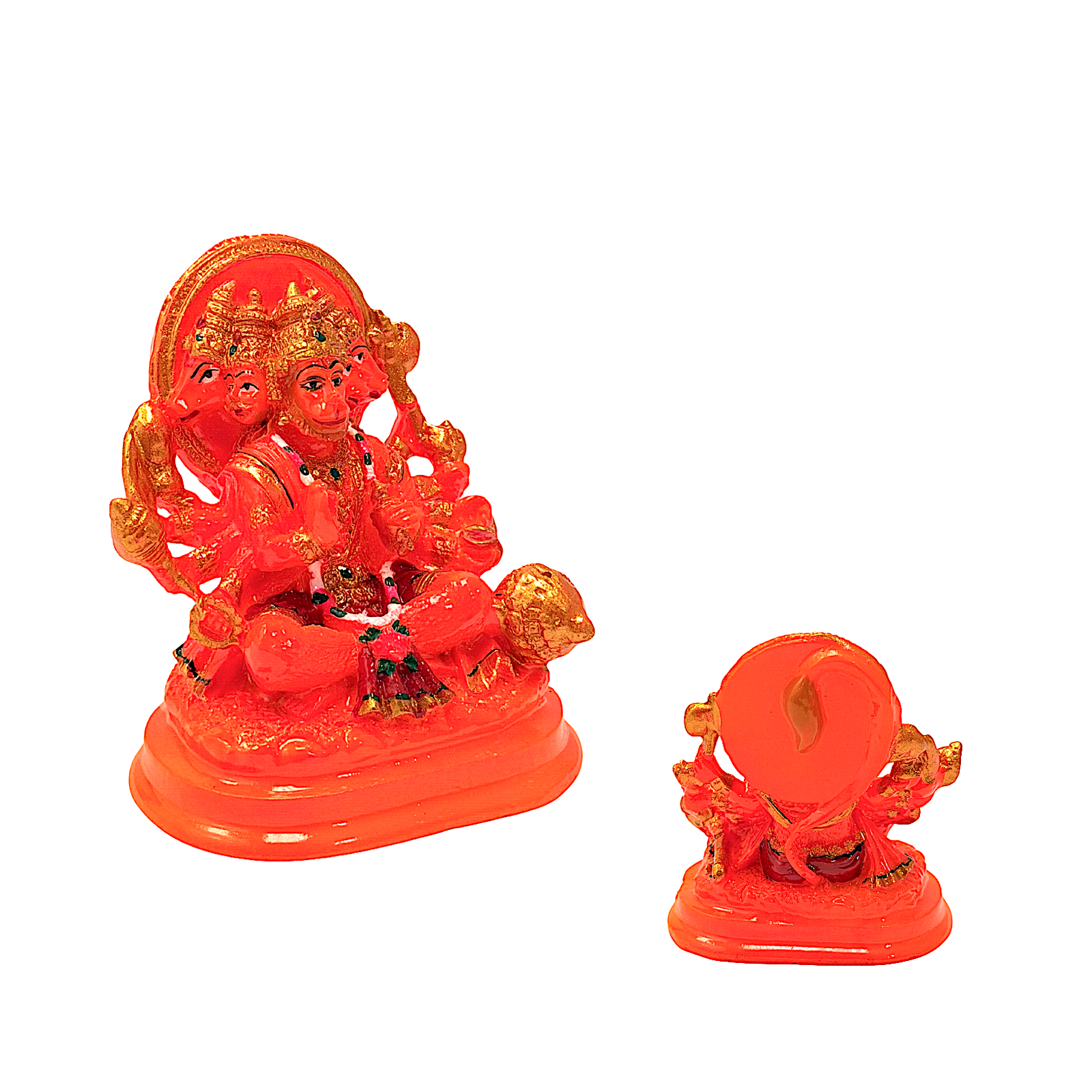 Lord Hanuman Five Face (Panchmukhi), Orange Marble Dust, 4 Inch Idol - view 2