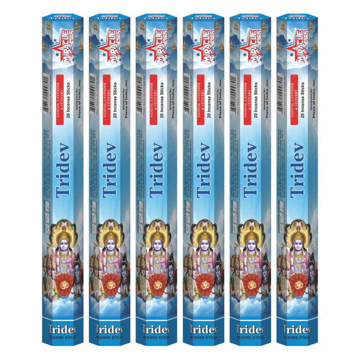 Miracle 365 Tridev Incense (Holy Hindu Trinity)(6 tubes of 20 sticks) - view 2