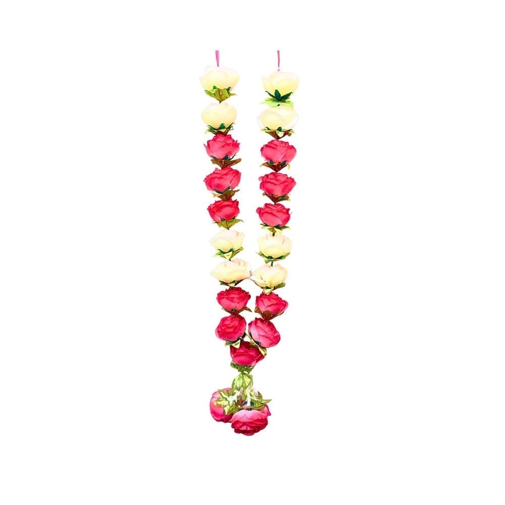 Garland with Red/pink and White Roses, 24 Inch