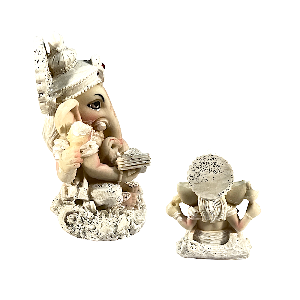 Decorated Ganesha Reading Book with Gem 4 Inch Statue Red/gold/white and White W/O Book - view 2
