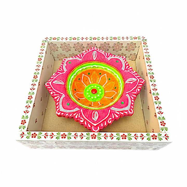 1 pc Happy Diwali Akhand Diya, colorful  assorted designs (MOQ=ea)