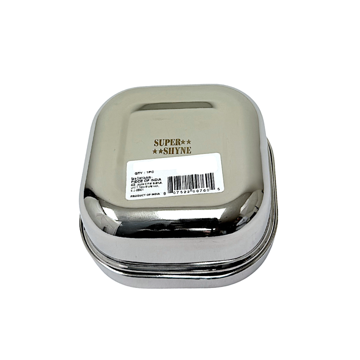 Super Shyne 6 Inch Stainless Steel Contianer Square W Rounded
