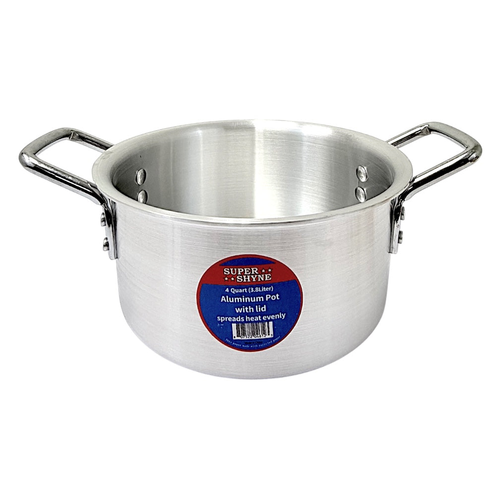 Aluminum Pot Wit Lid 4.0 QT 3.8L 3mm Thick W: 8.75 Inch H 4 Inch