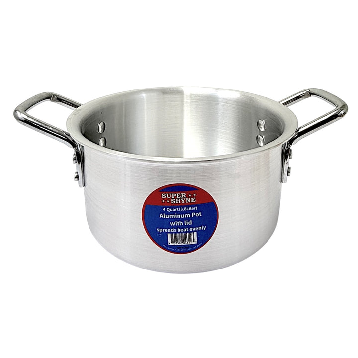 Aluminum Pot Wit Lid 4.0 QT 3.8L 3mm Thick W: 8.75 Inch H 4 Inch
