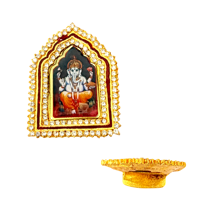 Kulin Car Dashboard Gold Mandir Shape Frame 3 Inch High (Assorted ) - view 5