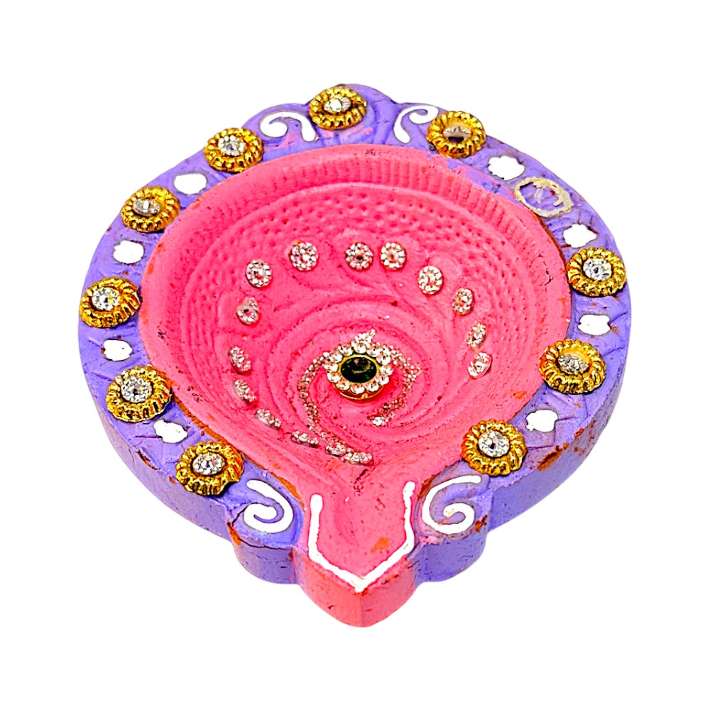 4 pc  Deco Diya Shk PKT (J) with jewels, assorted colors