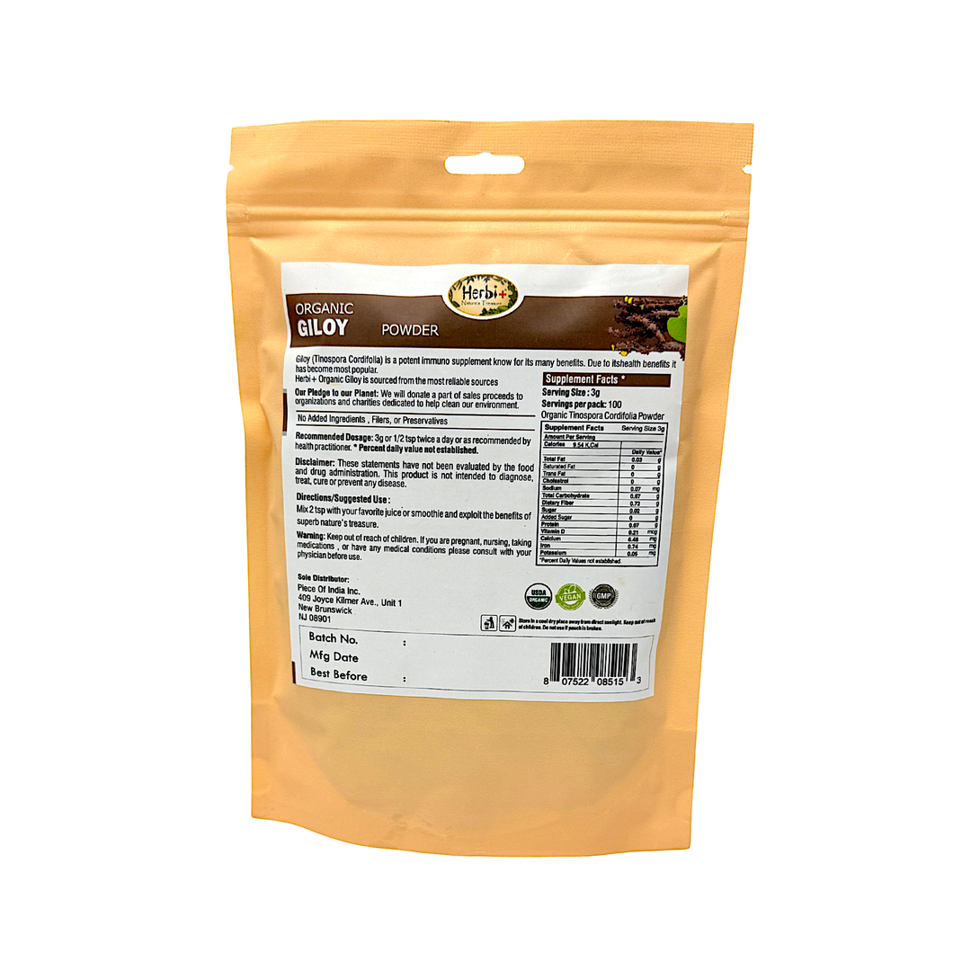 Herbi Plus Organic Giloy Powder 7 oz Anti Viral, Pro Immunity