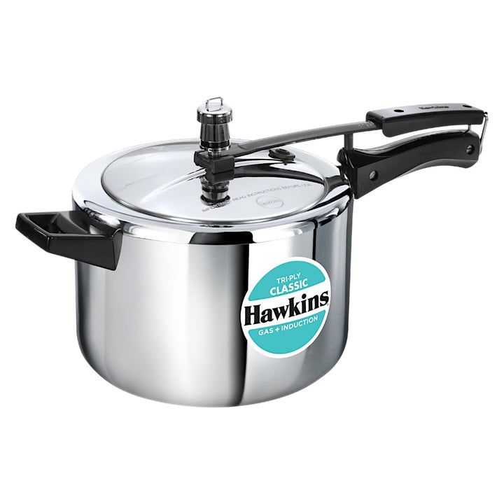 Hawkins Classic Tri-Ply Stainless Steel Pressure Cooker – 5 Liter | SSTCL50 | Induction Compatible