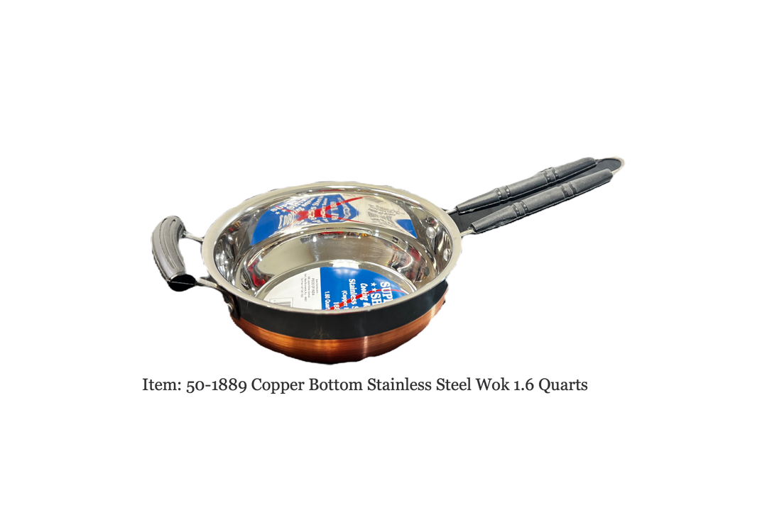 Wok Copper Bottom/stainless Steel H 3 Inch Dia 7.5 Inch 1.5 Liter