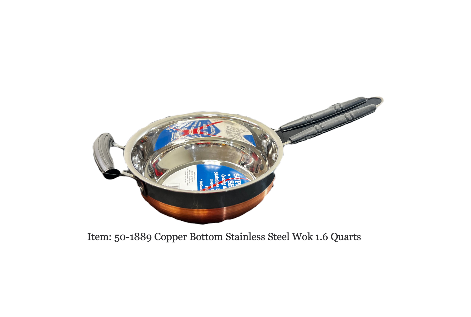 Wok Copper Bottom/stainless Steel H 3 Inch Dia 7.5 Inch 1.5 Liter