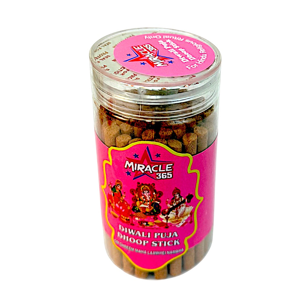 Diwali Puja dhoop jar angled view showing lid label