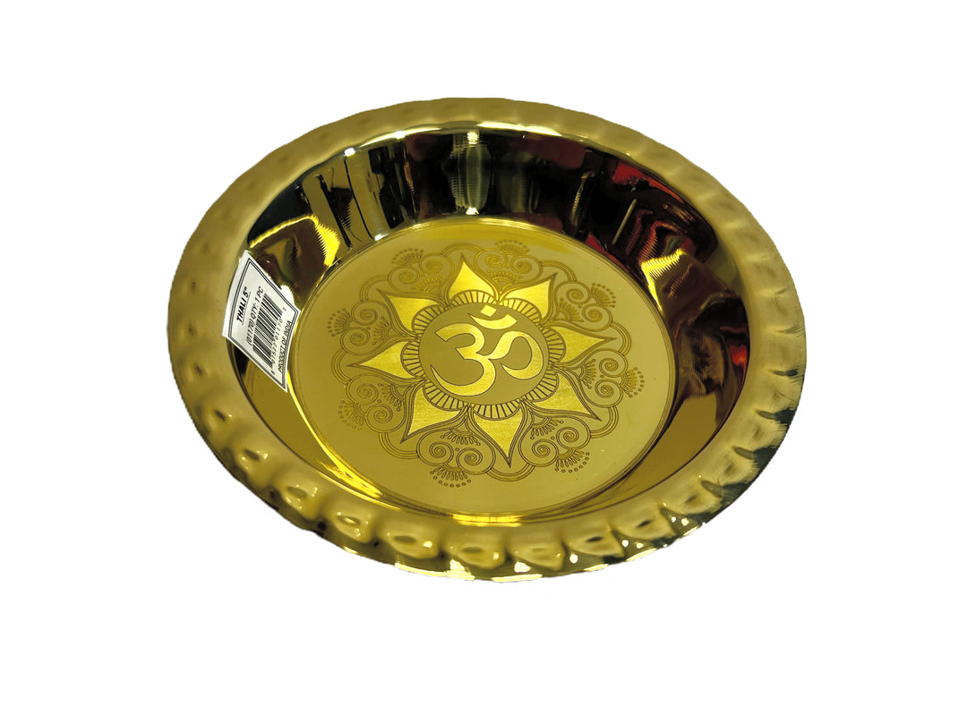 Brass Thali with Om Engraving 5 Inch