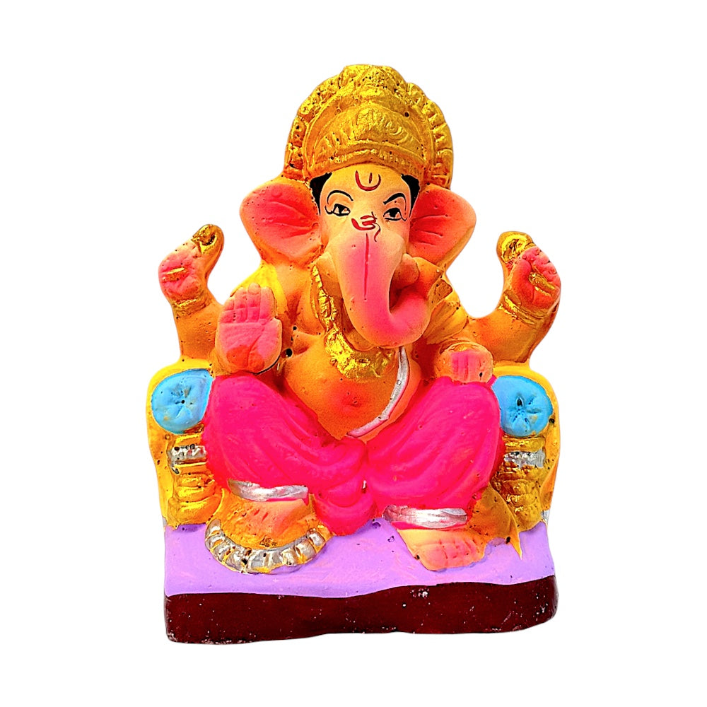 Eco-Friendly Clay Ganesha, 4" (Colors combinations may vary)