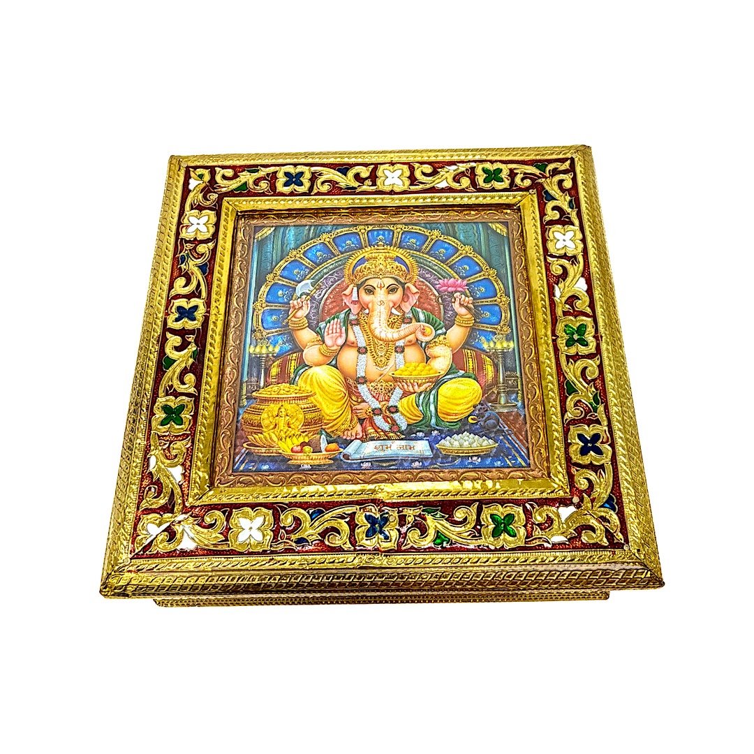 Box Meena Brass or Silver Finish 8 Inch*8 Inch