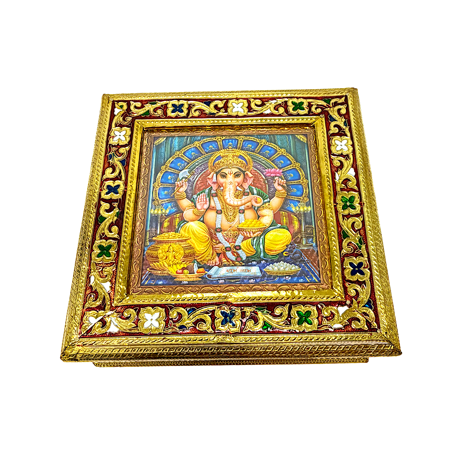 Box Meena Brass or Silver Finish 8 Inch*8 Inch