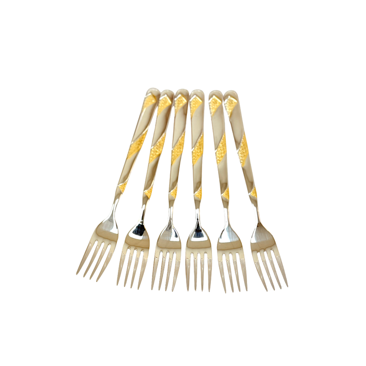 Dessert Fork (6pk) Gold Trim 18/10 Steel - view 2
