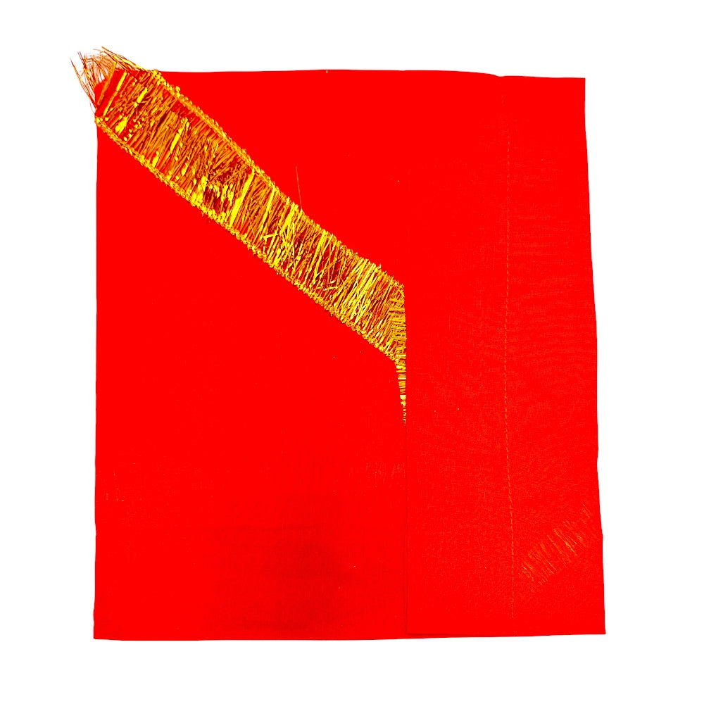 Red Jhandi Flag with Hanuman — Devotional Prayer Flag with Gold Fringe | Hanuman Jhandi for Mandir &amp; Outdoor Pole