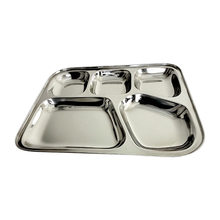 5 Sectional Steel Lunch Tray 10.5 Inch*13.5 Inch