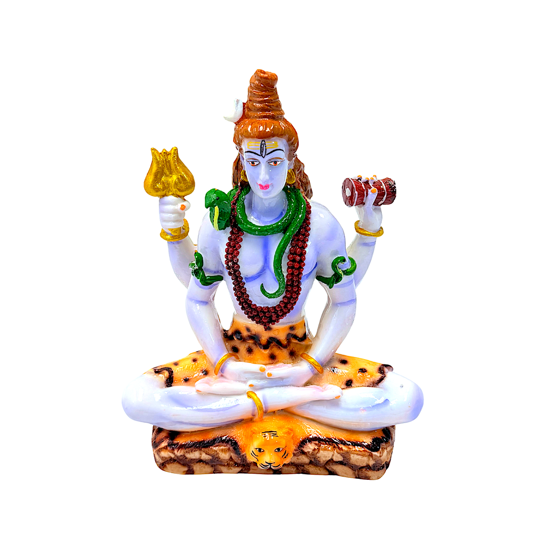 Lord Shiva Statue, Colorful Marble Dust, 8 Inch