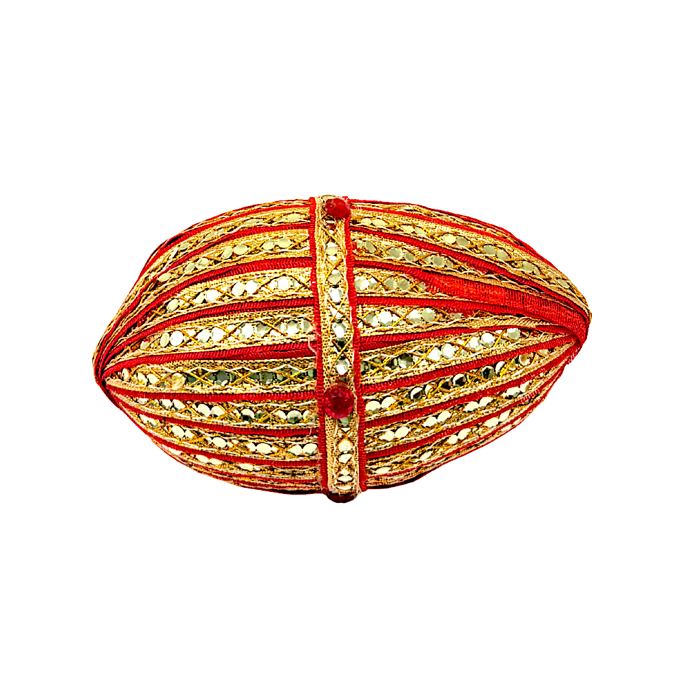 Fancy Wedding Coconut with Shiny Gold and Silver Decor