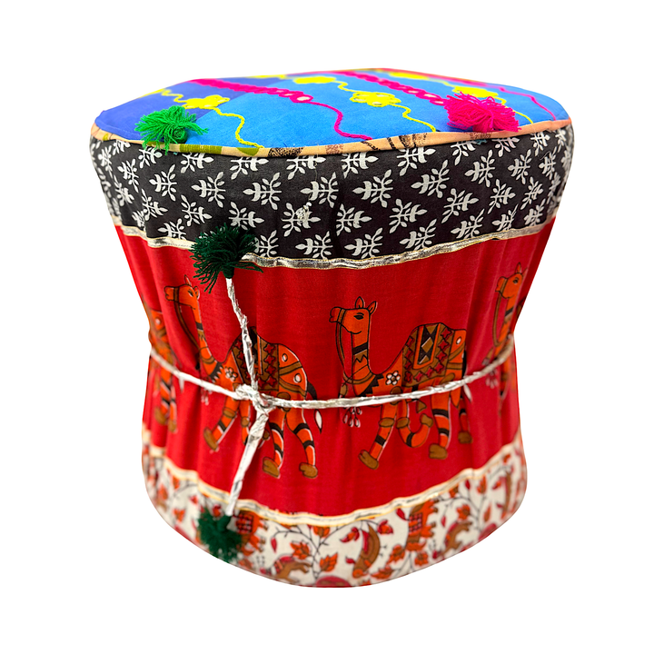 Handicraft Moodha/Poughy /Stool Rajasthani Assorted Design 14 Inch High and 16 Inch Seat Width