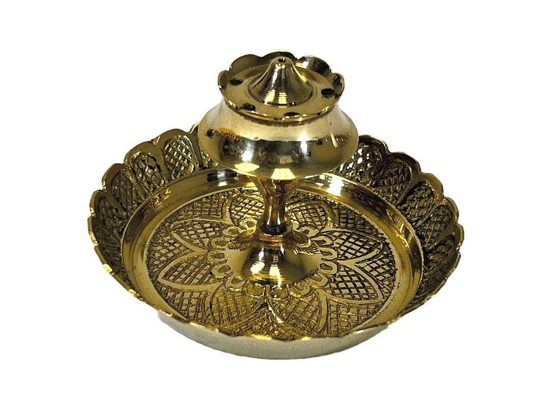 Incense Burner 2 Inch with 3.5 Inch Embossed Plate