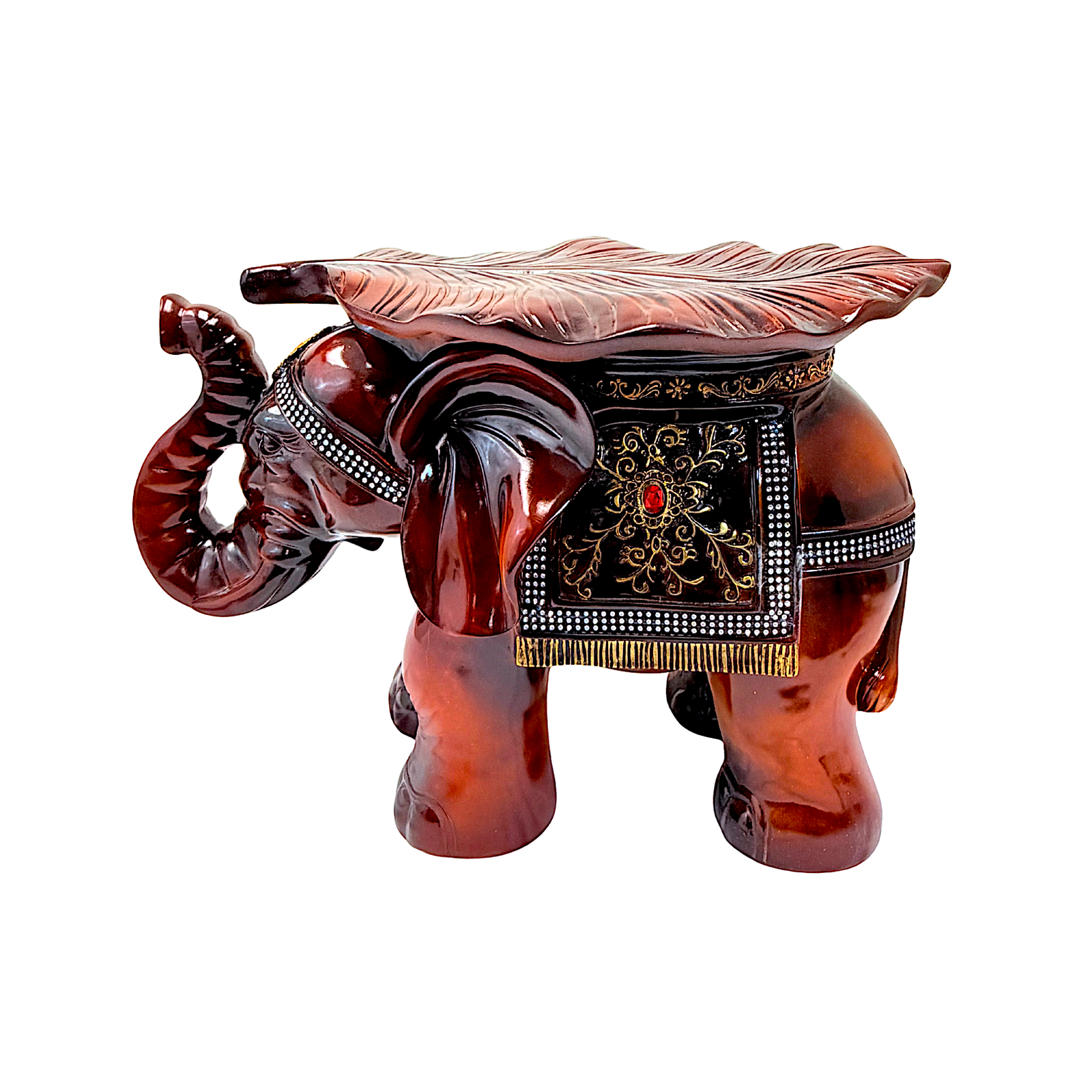 Elephant Side Table with Leaf Top