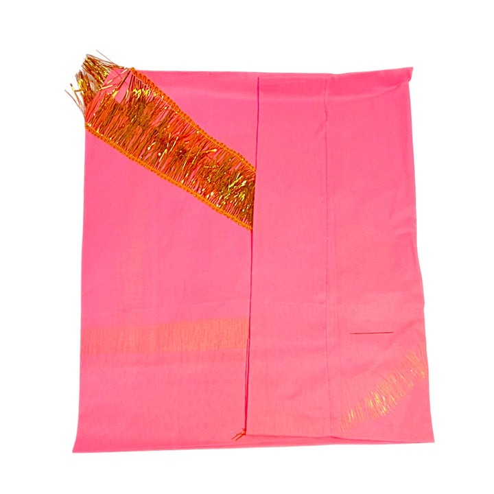 Pink Jhandi Flag with Lakshmi — Devotional Prayer Flag with Gold Fringe | Lakshmi Jhandi for Mandir &amp; Outdoor Pole