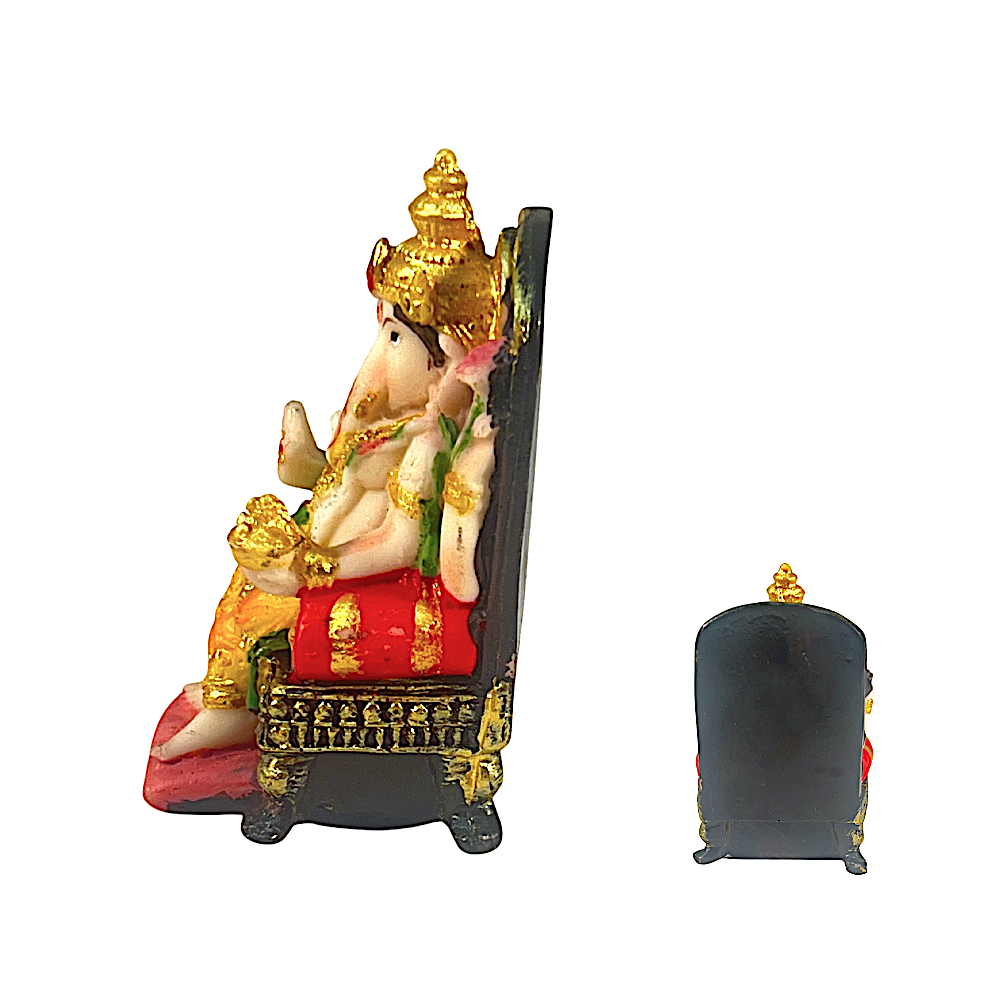 Lord Ganesh on Throne 3.0 Inch Idol - view 2