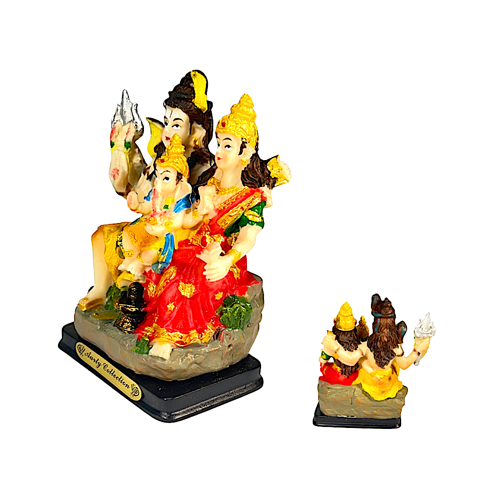 Shiva, Parvati and Ganesha 4 Inch Idol - view 2