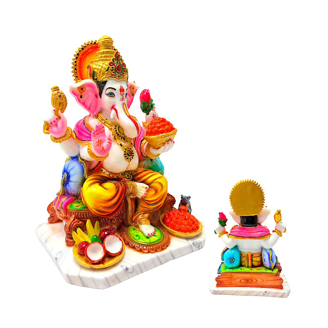 Lord Ganesha Statue, Colorful Marble Dust, 12 Inch - view 2