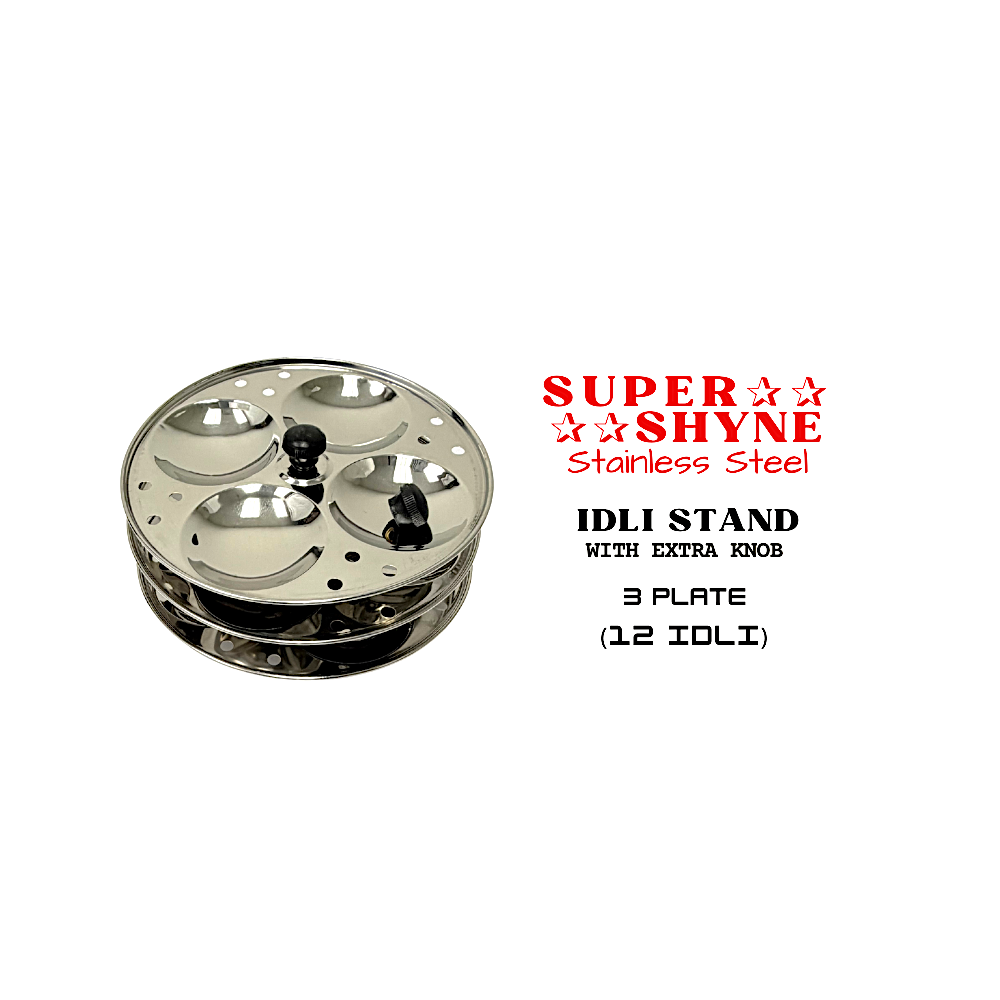 Stainless Steel Idli Stand Makes 12 Large Idlis (3 plate)