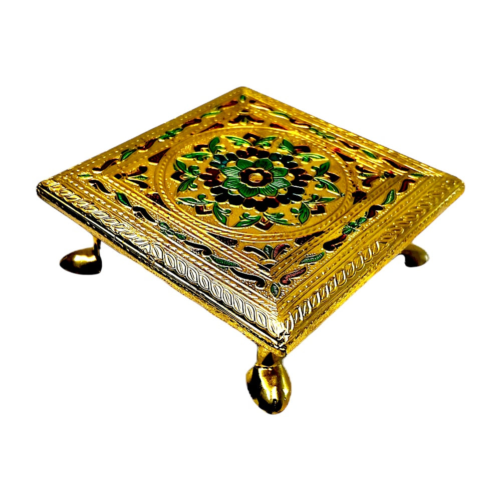 6 Inch Square Brass Meena (handwork)