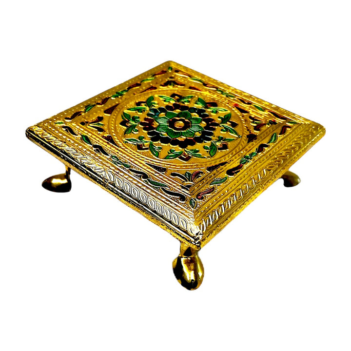 6 Inch Square Brass Meena (handwork)