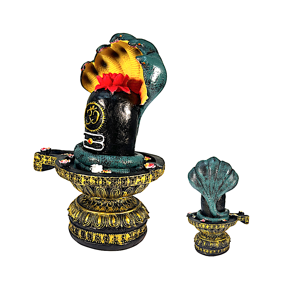 Shiviling 10 Inch with Naagraj and Flower on Top - view 2