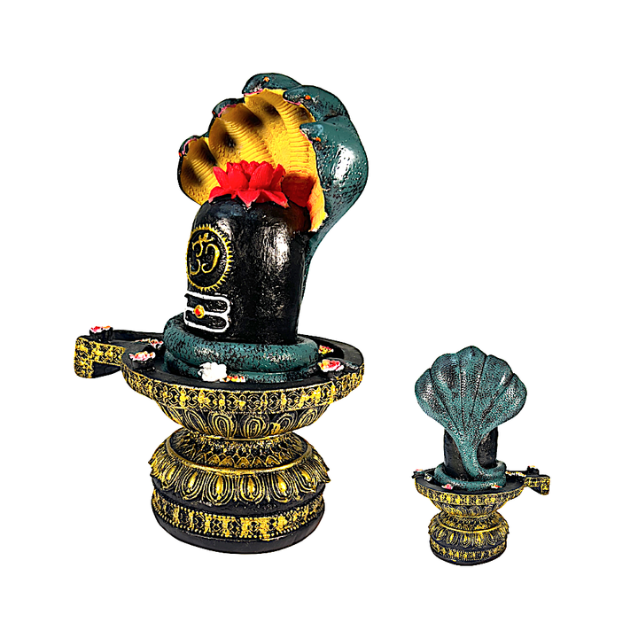 Shiviling 10 Inch with Naagraj and Flower on Top - view 2