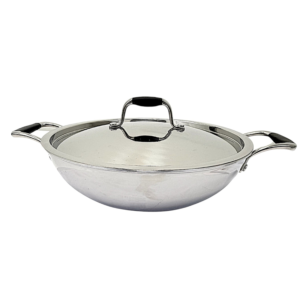 Wok 3 Ply 18/8 Steel with Steel Lid 4 Qt