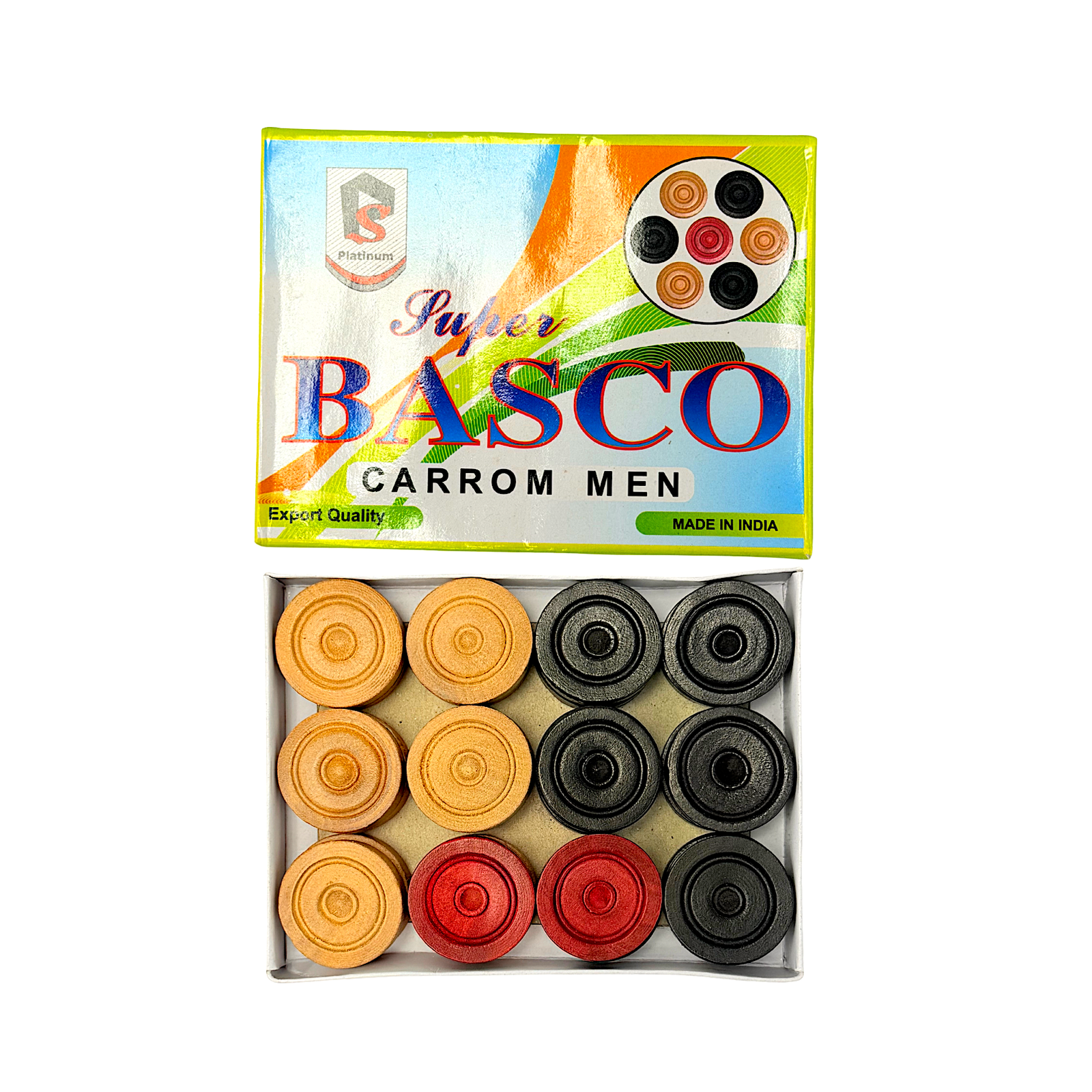 Carrom Men Wood with Striker 41mm