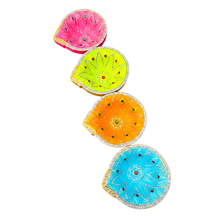 Exclusive strip of 4 color diyas (Chakri diya)