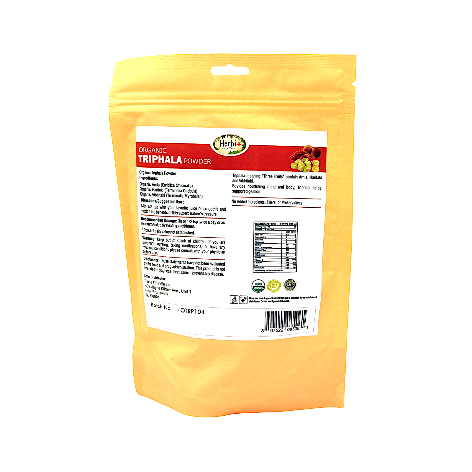 Organic Herbi Plus Triphla Powder 200 g 7 oz - view 2