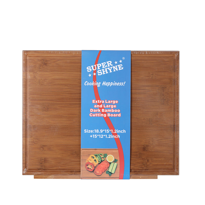 Cutting Board Set of 2 15 Inch and 12 Inch Dark Bamboo Set