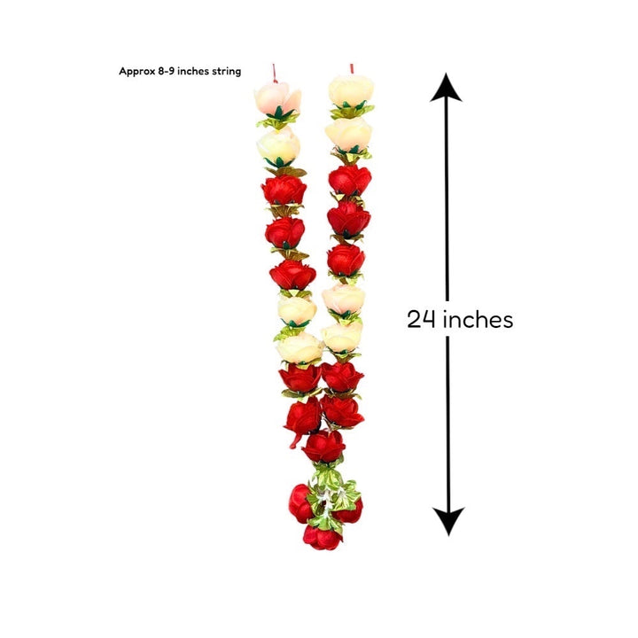 Garland with Red/pink and White Roses, 24 Inch - view 2