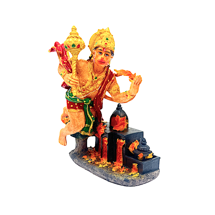 Flying Lord Hanuman 11 Inch Burning Lanka Idol