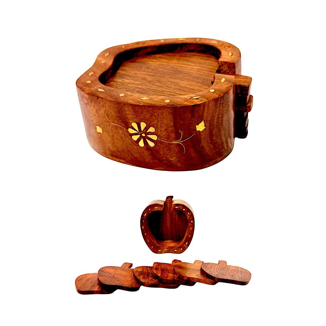 Wooden Apple Coaster Set (Set of six) - view 2