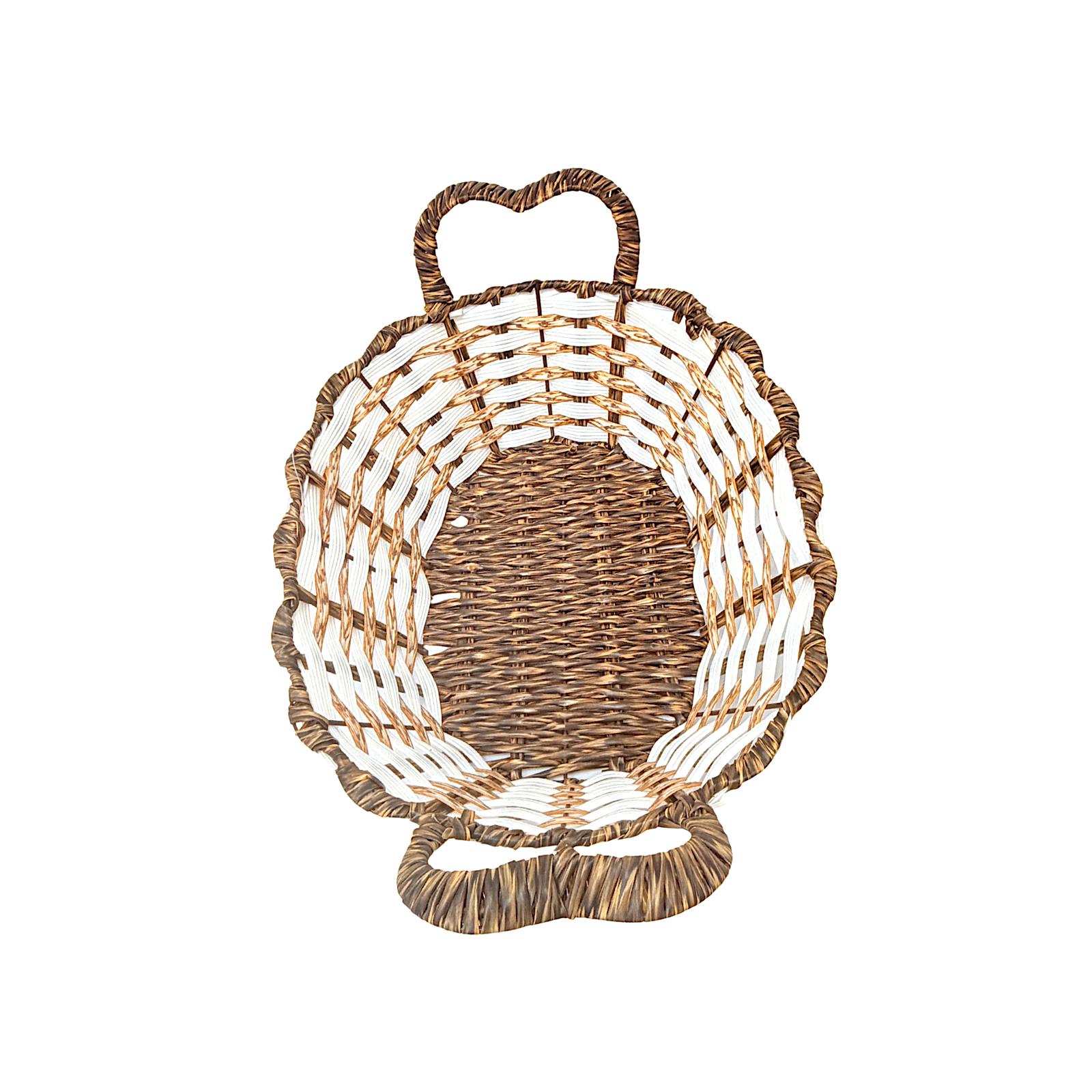 Mkaurs Oval Woven Offwhite and Brown Wicker Basket with Handles - view 2