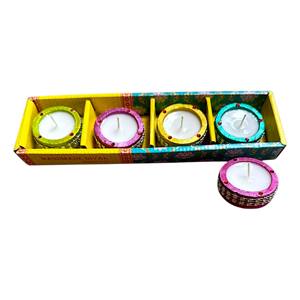 Silver decoration candle light diyas- Strip of 4